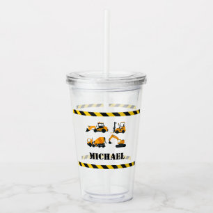Gepersonaliseerde Jongens Bouw Digger Tumbler Acryl Drinkbeker