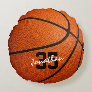 Gepersonaliseerde jongens meisjes basketbal rond k kussen