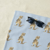 Gepersonaliseerde jongensnaam Dinosaur Blue Strandlaken (In situ)