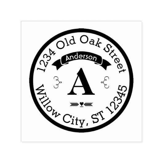 Gepersonaliseerde Jouw naam- en adresmonogram Zelfinktende Stempel (Design)