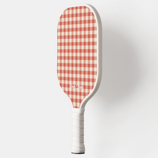 Gepersonaliseerde Jouw naam Ken Red Gingham Pickleball Paddle (Links)