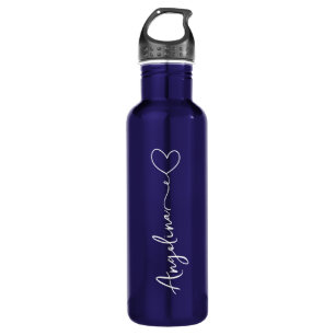 Gepersonaliseerde Jouw naam Script Blue Wedding Waterfles