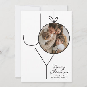 Gepersonaliseerde JOY Christmas Ornament Fotokaart Feestdagenkaart