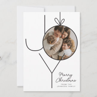 Gepersonaliseerde JOY Christmas Ornament Fotokaart Feestdagenkaart