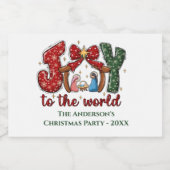 Gepersonaliseerde Joy Merry Christmas Manger Scene Sparkling Wijnetiket (Enkel label)