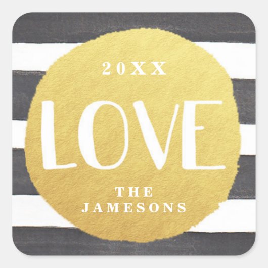 Gepersonaliseerde Joyous Stripes Stickers / LIEFDE (Voorkant)