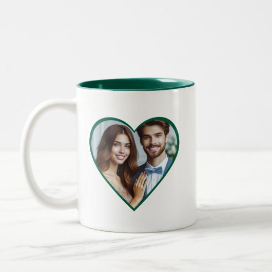 Gepersonaliseerde Jubileum Custom Photo Heart Mok (Links)