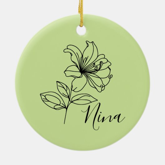 Gepersonaliseerde juni Honeysuckle Geboorte Bloem Keramisch Ornament (Achterkant)