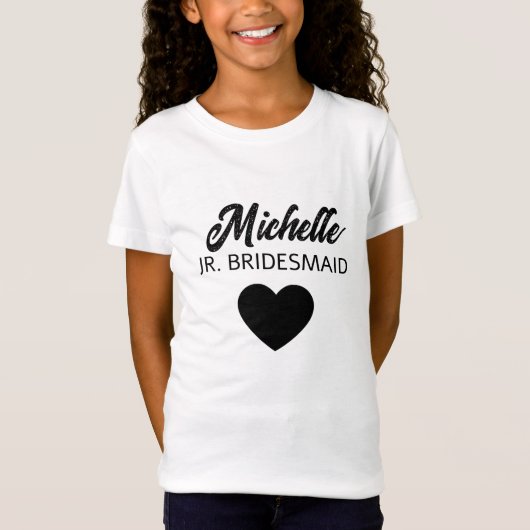 Gepersonaliseerde junior bruidsmeisje t-shirt (Voorkant)