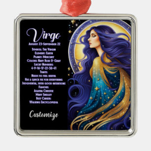 Gepersonaliseerde juweel Galaxy Zodiac Maagd Metalen Ornament