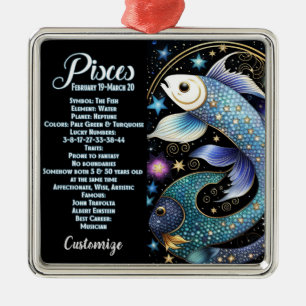 Gepersonaliseerde juweel Galaxy Zodiac Vissen Metalen Ornament
