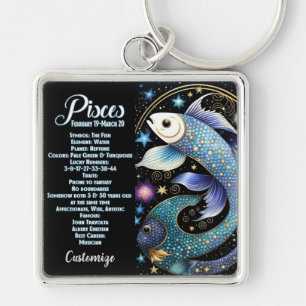 Gepersonaliseerde juweel Galaxy Zodiac Vissen Sleutelhanger