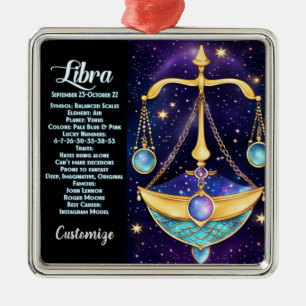 Gepersonaliseerde juweel Galaxy Zodiac Weegschaal Metalen Ornament
