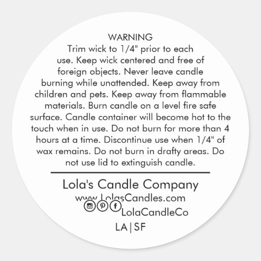 GEPERSONALISEERDE KAARSWAARSCHUWINGSLABEL STICKER (Voorkant)