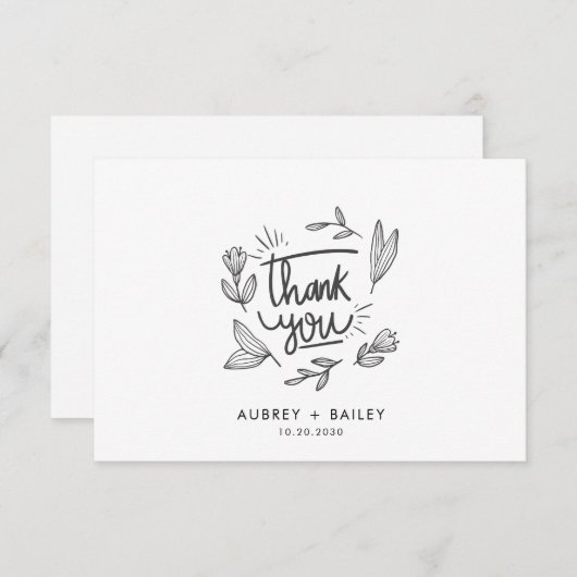 Gepersonaliseerde kalligrafie bruiloft Dank u  Bedankkaart (Voorkant / Achterkant)