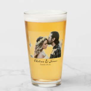 Gepersonaliseerde kalligrafie foto bruiloft glas