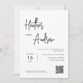 Gepersonaliseerde kalligrafie QR-code bruiloft Kaart (Voorkant)