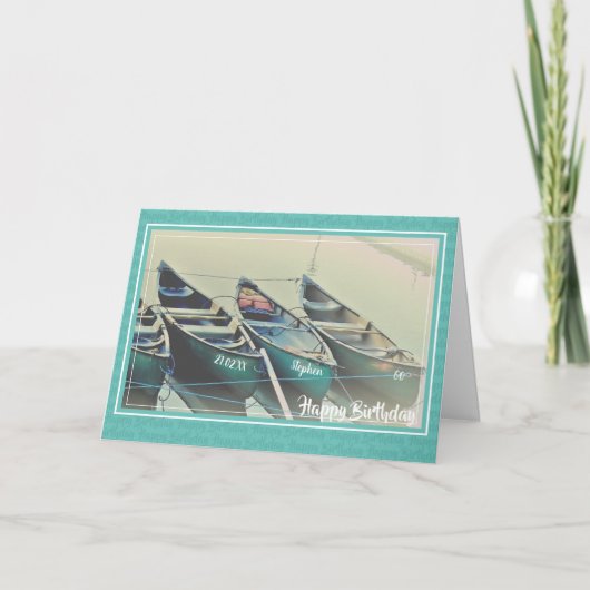 Gepersonaliseerde kano verjaardagskaart elke leeft kaart (Voorkant)
