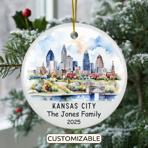 Gepersonaliseerde Kansas City Ornament, Kansas Keramisch Ornament