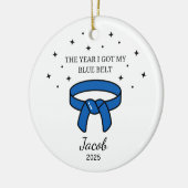 Gepersonaliseerde Karate Blue Belt, Taekwondo Outf Keramisch Ornament (Links)