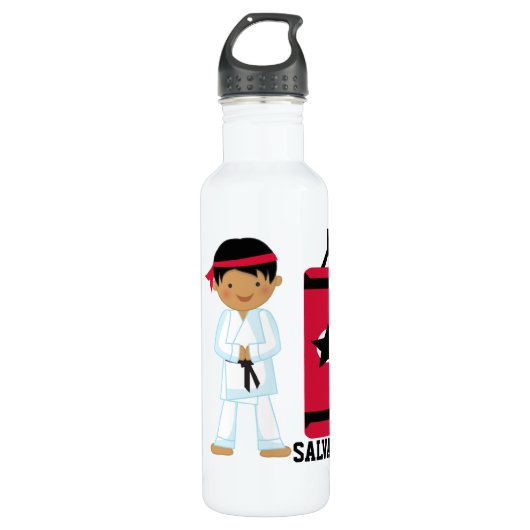 Gepersonaliseerde Karate Boy Waterfles (Voorkant)