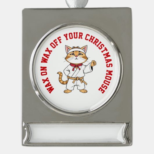 Gepersonaliseerde karate kat verzilverd banner ornament (Voorkant)