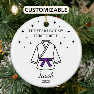 Gepersonaliseerde Karate Paarse Belt, Taekwondo Ou Keramisch Ornament
