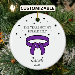 Gepersonaliseerde Karate Paarse Belt, Taekwondo Ou Keramisch Ornament