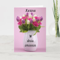 Gepersonaliseerde Karina Poolse naam dag kaart