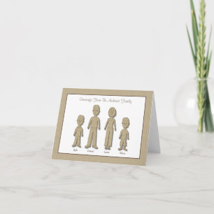Gepersonaliseerde Kartonnen Familie van 4 Notitiekaartje