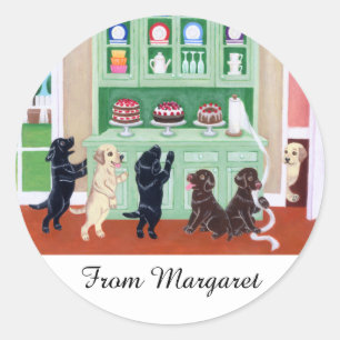Gepersonaliseerde kastlabrador Puppies Ronde Sticker
