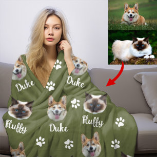 Gepersonaliseerde Kat en Hond Naam en Foto, Huisdi Fleece Deken