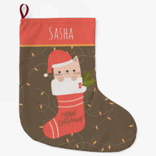 Gepersonaliseerde kat kerst grote kerstsok