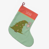 Gepersonaliseerde kat kerst grote kerstsok (Voorkant (Hangend))