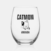 Gepersonaliseerde kat mam aangepaste naam wijnglas zonder voet (Voorkant)