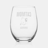 Gepersonaliseerde kat mam aangepaste naam wijnglas zonder voet (Achterkant)