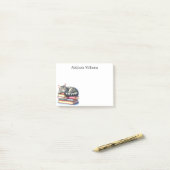 Gepersonaliseerde Kat Nap op Stack of Books Post-it® Notes (Op bureau)