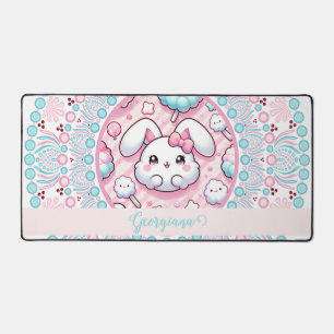 Gepersonaliseerde katoenen Snoep Kawaii Bunny Dot Bureaumat