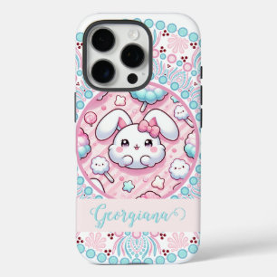 Gepersonaliseerde katoenen Snoep Kawaii Bunny Dot iPhone 16 Pro Hoesje