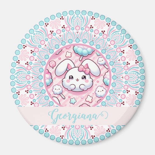Gepersonaliseerde katoenen Snoep Kawaii Bunny Dot Magneet (Voorkant)