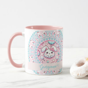 Gepersonaliseerde katoenen Snoep Kawaii Bunny Dot Mok