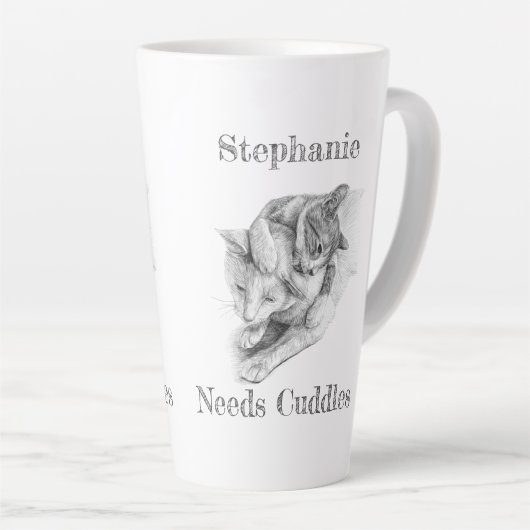 Gepersonaliseerde Katten Knuffelen Latte Mok (Rechterhoek)