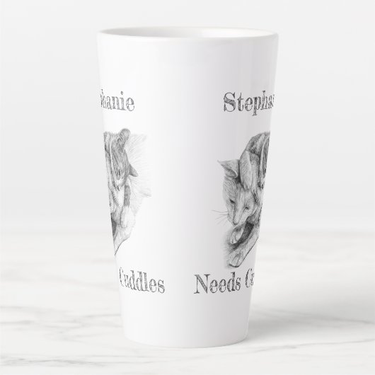 Gepersonaliseerde Katten Knuffelen Latte Mok (Voorkant)