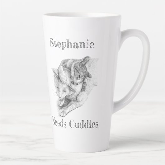 Gepersonaliseerde Katten Knuffelen Latte Mok (Rechts)