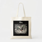 Gepersonaliseerde kattenfoto en naam Canvas tas (Voorkant)
