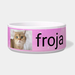 Gepersonaliseerde kattenfoto met aangepaste naam voerbakje