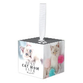Gepersonaliseerde kattenmoeder foto Kerstmis Kubus Ornament (Voorkant hoekig)