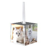 Gepersonaliseerde kattenmoeder foto Kerstmis Kubus Ornament (Achter hoekig)