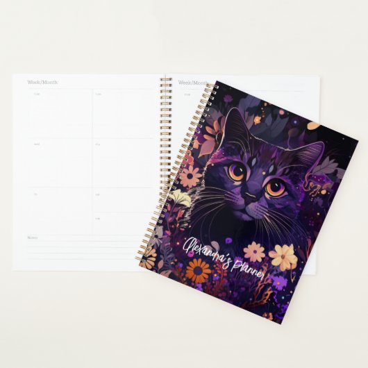 Gepersonaliseerde kattenplanner met Paarse kat Planner (Display)