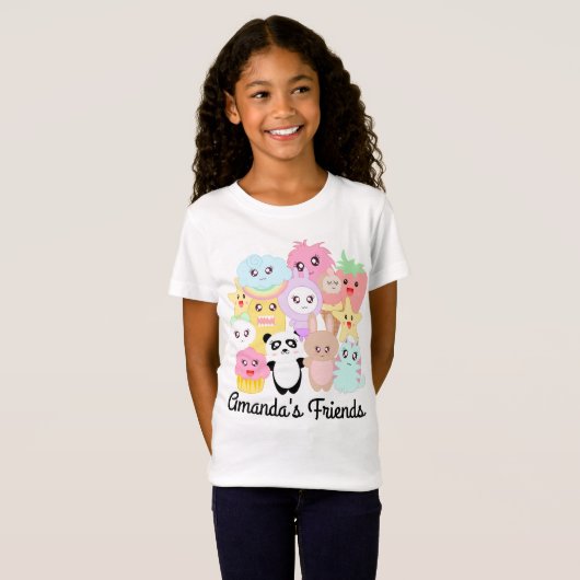 Gepersonaliseerde Kawaii doodle T-shirt (Voorkant volledig)